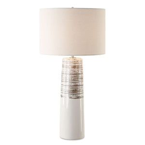   White Ceramic Linen Table Lamp | Oroa.com