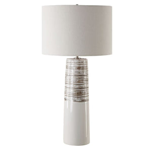   White Ceramic Linen Table Lamp | Oroa.com