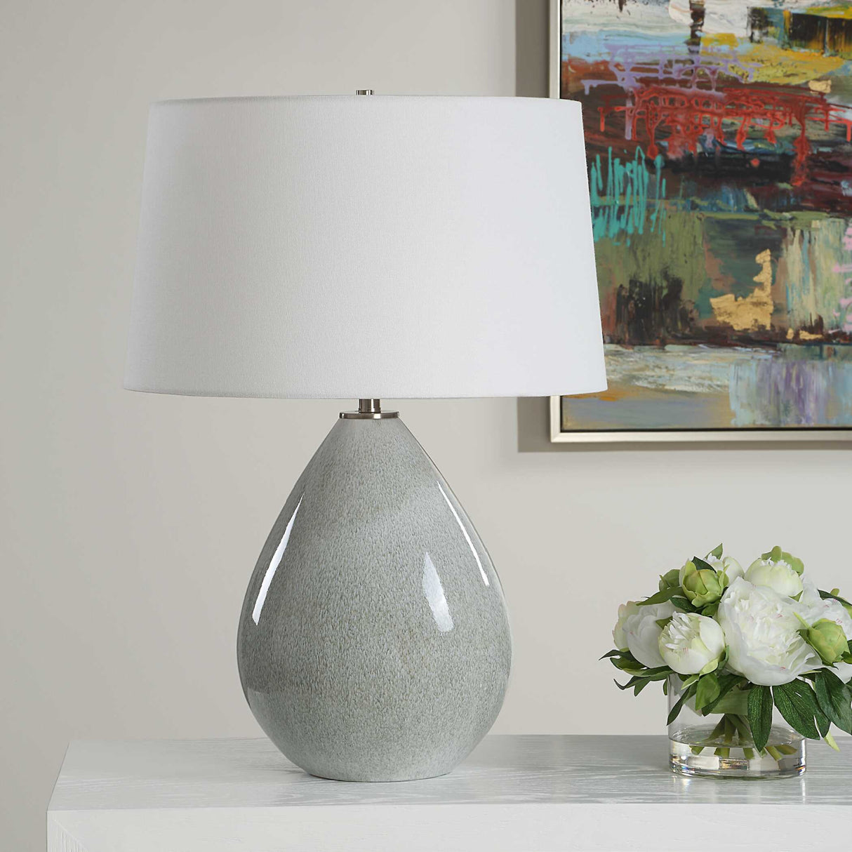   Cream Ceramic Teardrop-Shaped Table Lamp | Oroa.com