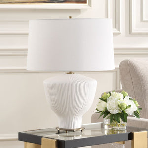   White Ribbed Ceramic Table Lamp | Oroa.com
