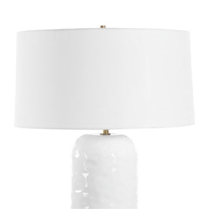  White Linen Drum Table Lamp | Oroa.com