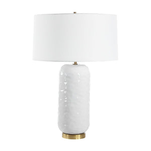   White Linen Drum Table Lamp | Oroa.com