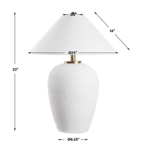   Hand-Carved White Ceramic Table Lamp | Oroa.com