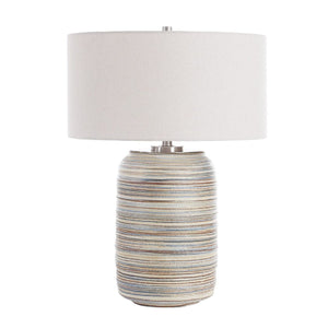   Earth-Toned Stripe Ceramic Table Lamp L | Oroa.com