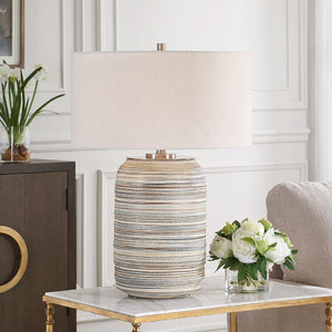   Earth-Toned Stripe Ceramic Table Lamp L | Oroa.com