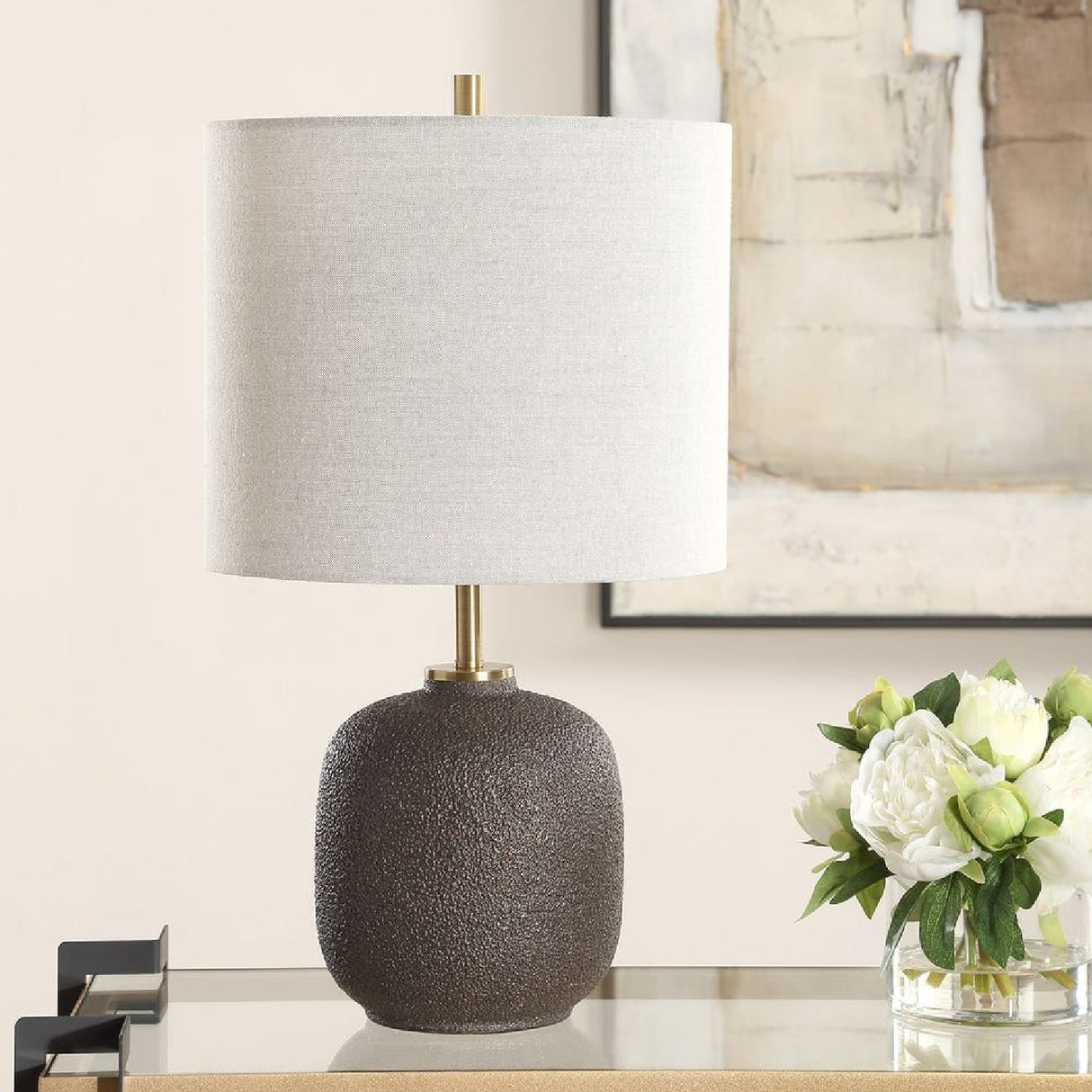   Textured Black Ceramic Buffet Lamp | Oroa.com