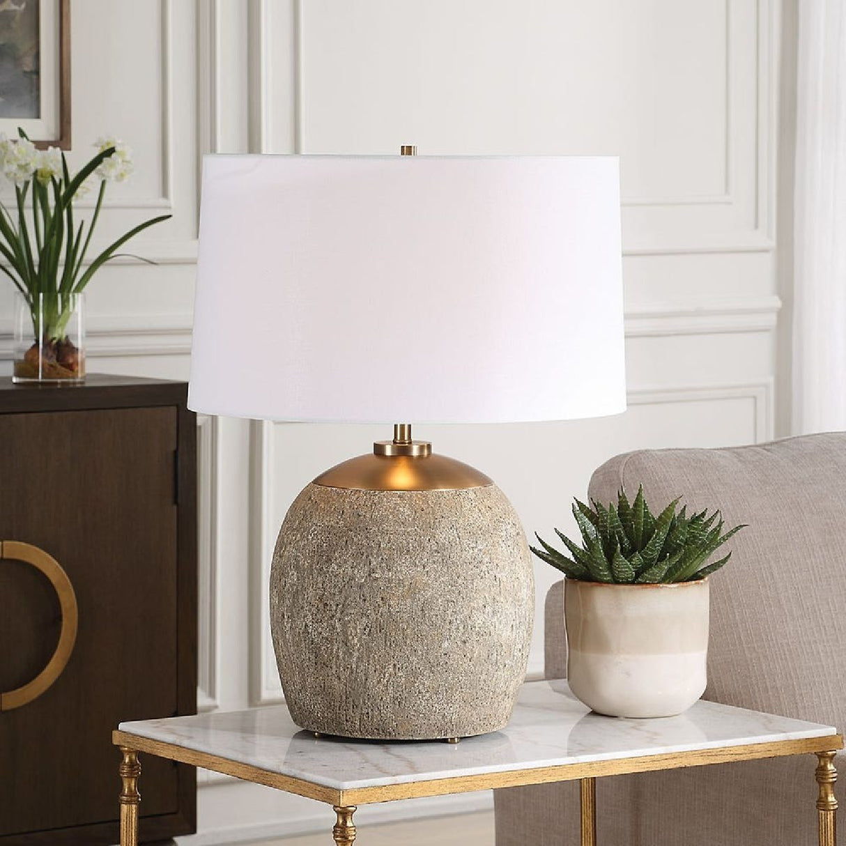  Brown Concrete Table Lamp | Oroa.com