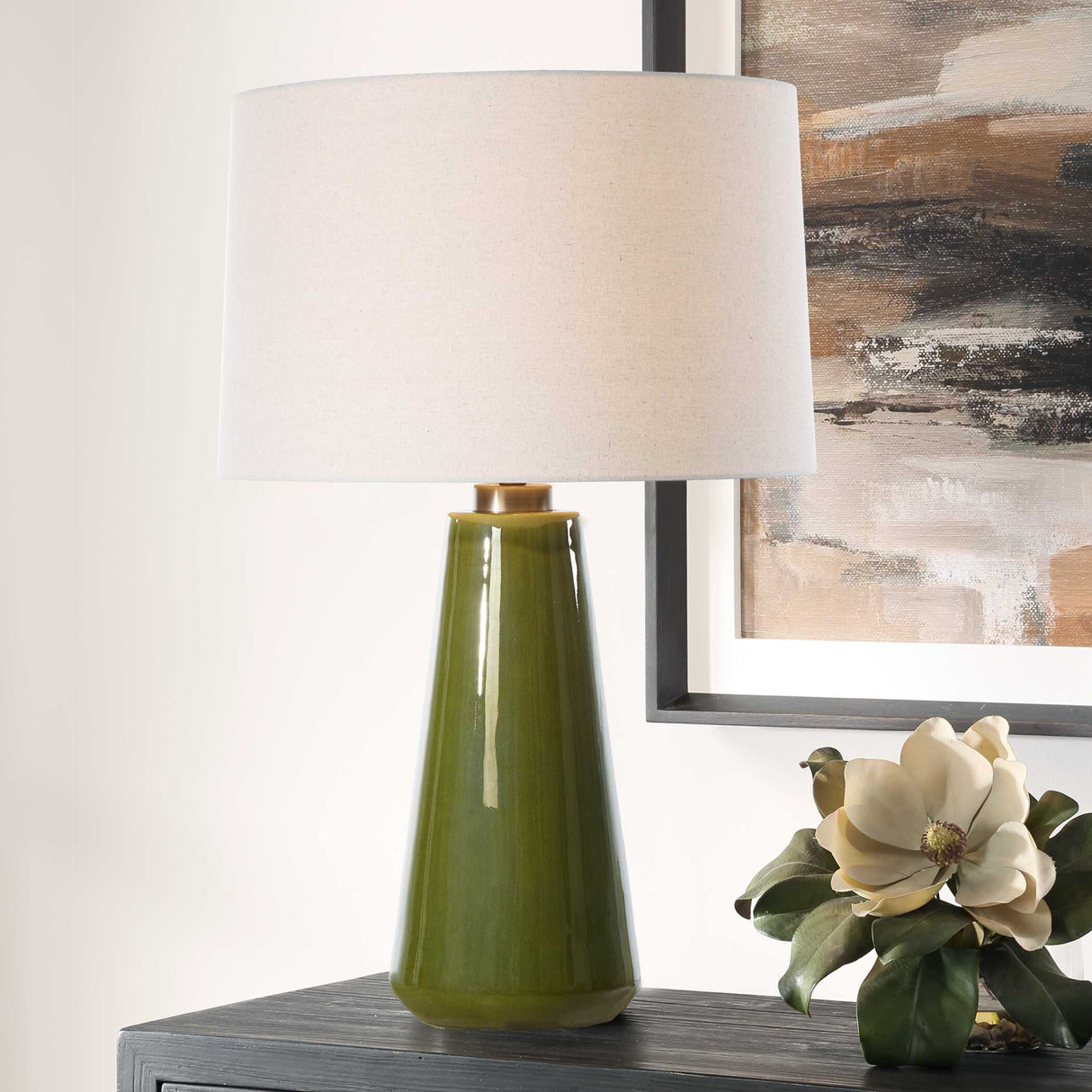   Tapered Green Ceramic Table Lamp | Oroa.com