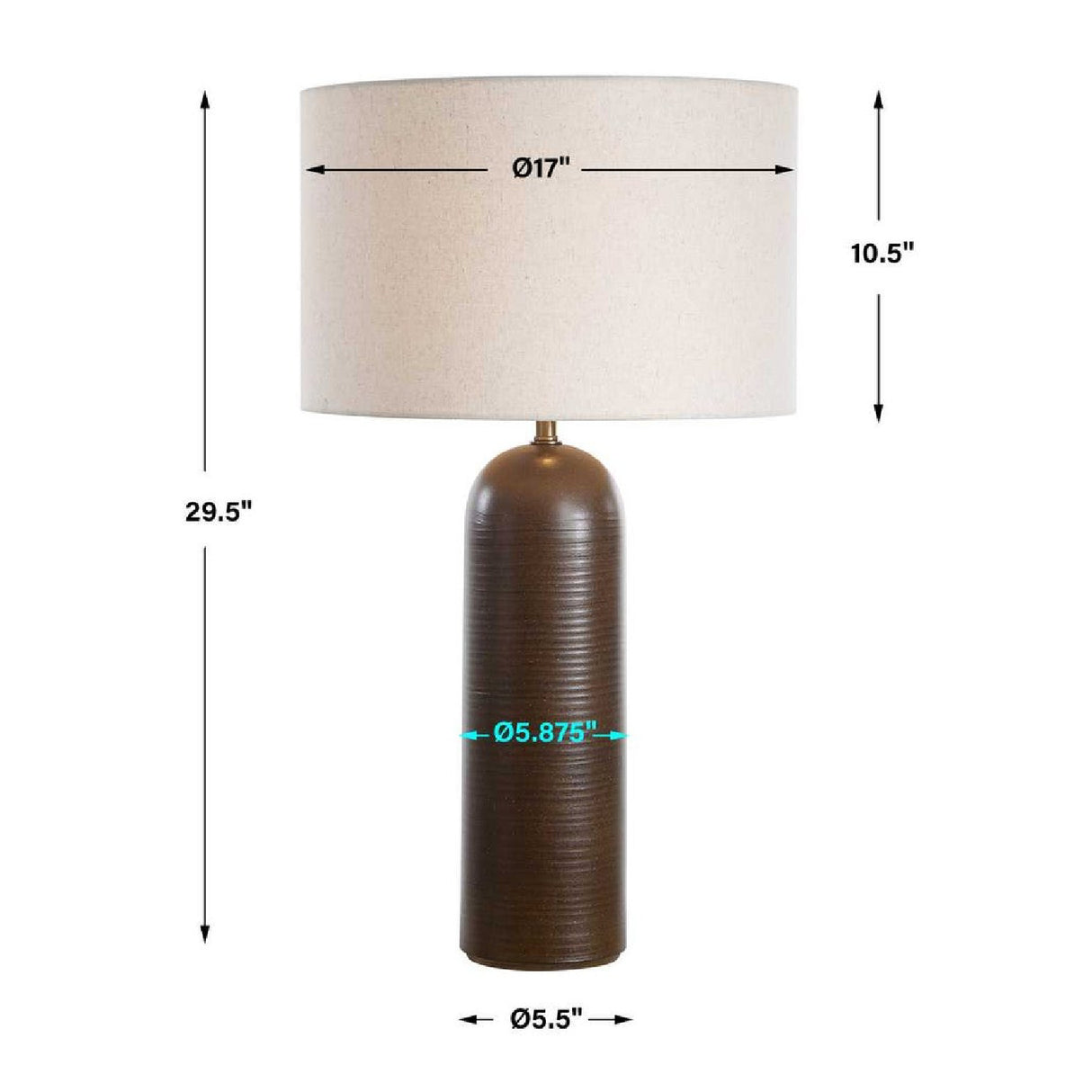   Ridged Brown Ceramic Table Lamp | Oroa.com
