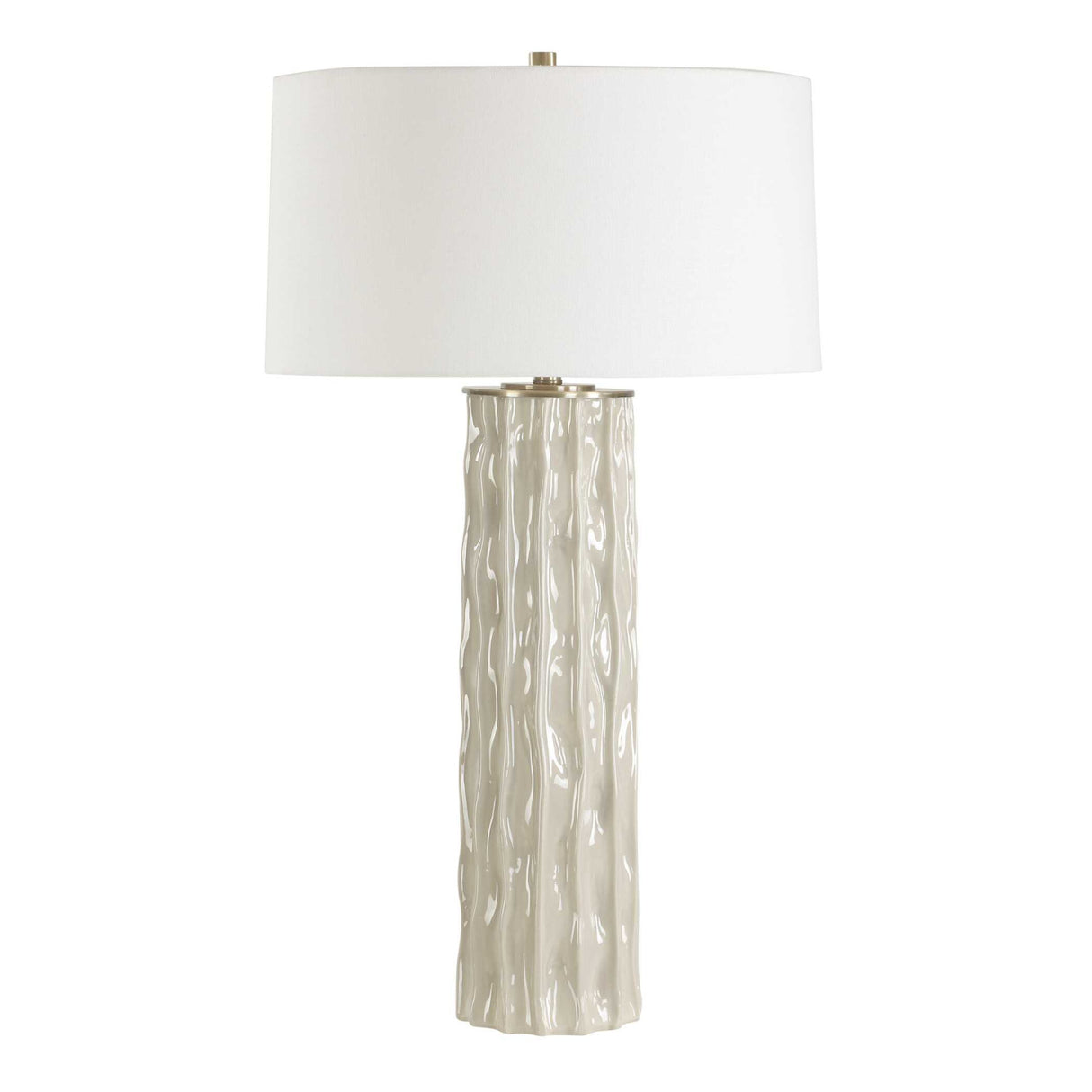   Taupe Ceramic Ridged Table Lamp | Oroa.com