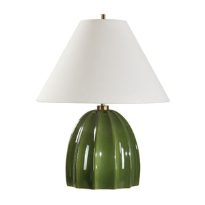   Channeled Green Ceramic Table Lamp | Oroa.com