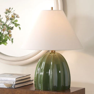   Channeled Green Ceramic Table Lamp | Oroa.com