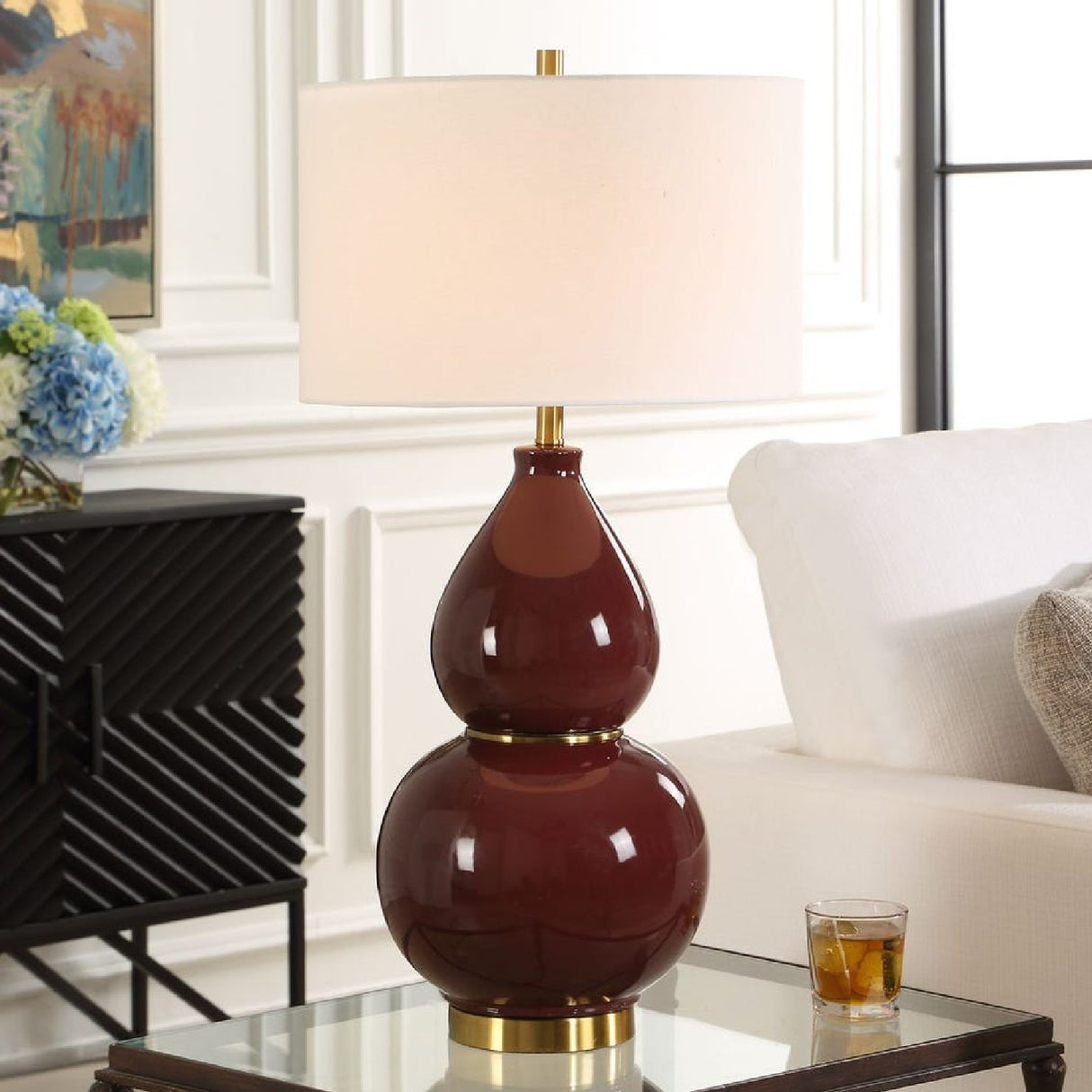   Red Glazed Ceramic Table Lamp | Oroa.com