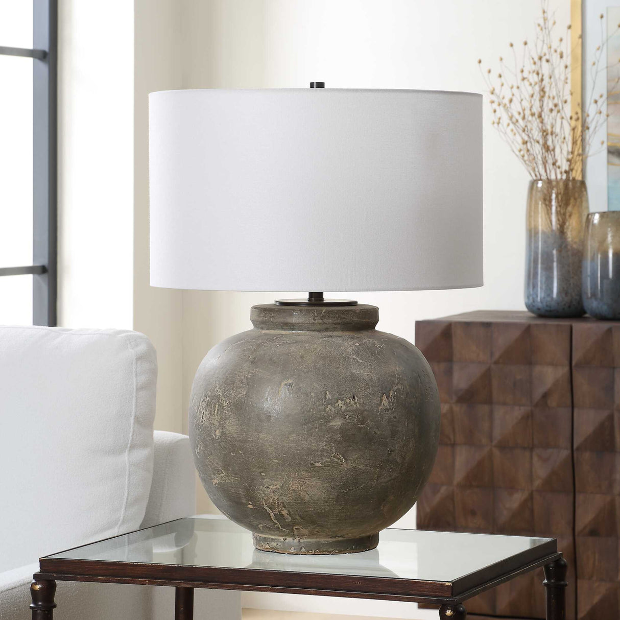   Aged Gray Ceramic Table Lamp | Oroa.com