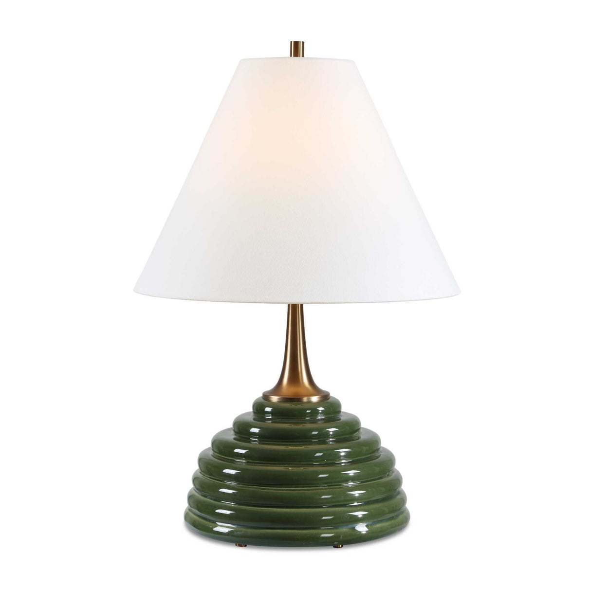  Ribbed Green Ceramic Table Lamp | Oroa.com