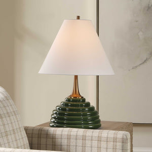   Ribbed Green Ceramic Table Lamp | Oroa.com