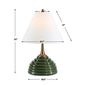   Ribbed Green Ceramic Table Lamp | Oroa.com