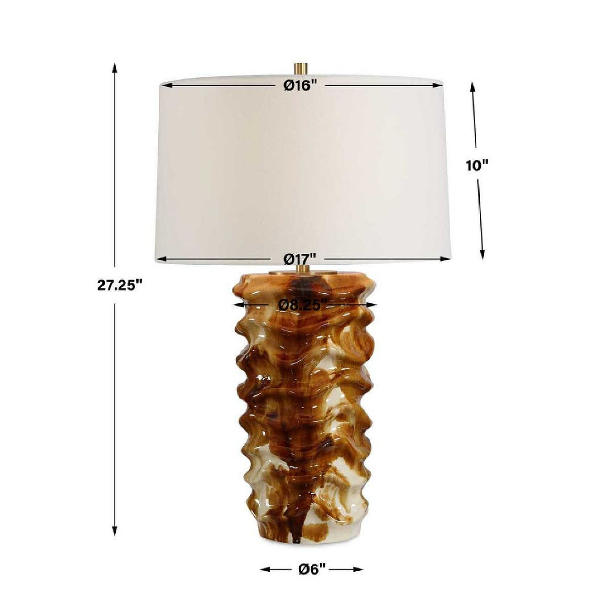   Rippled Brown Ceramic Table Lamp | Oroa.com
