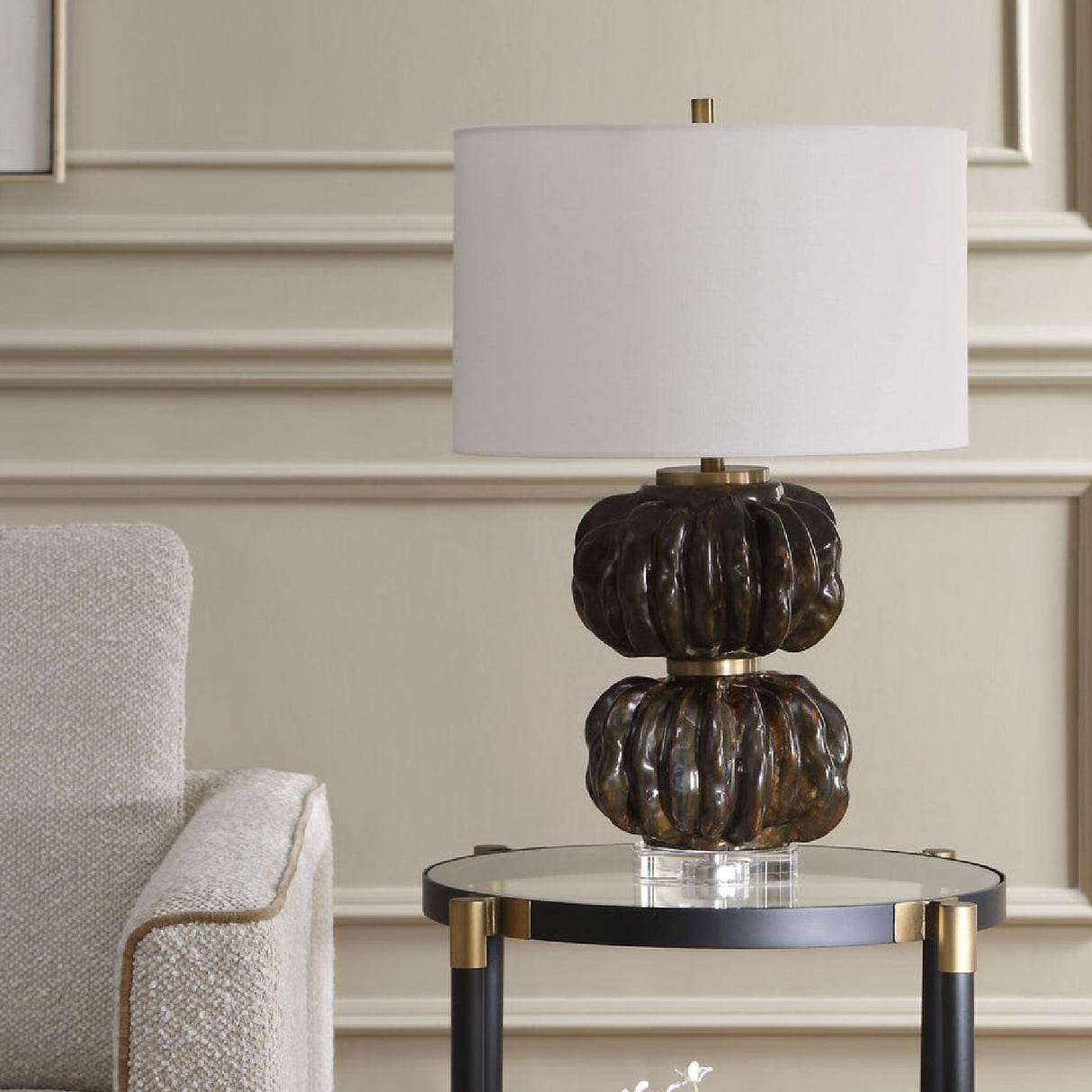   Stacked Fluted Ceramic Table Lamp | Oroa.com