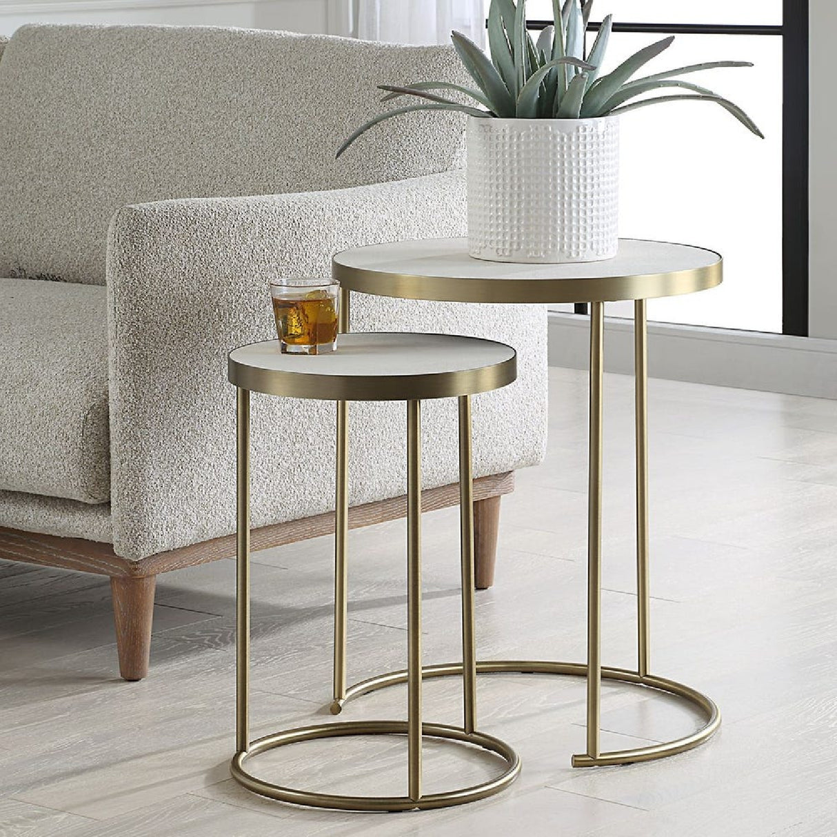   White Shagreen Nesting Tables (2) | Oroa.com
