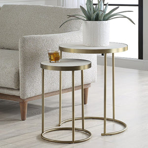   White Shagreen Nesting Tables (2) | Oroa.com