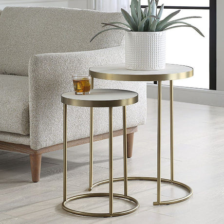   White Shagreen Nesting Tables (2) | Oroa.com