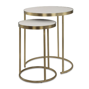   White Shagreen Nesting Tables (2) | Oroa.com
