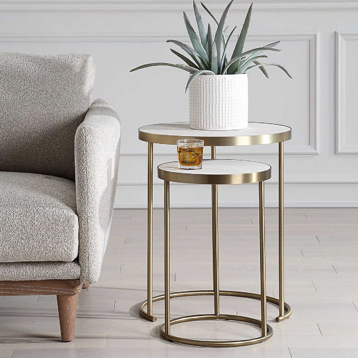   White Shagreen Nesting Tables (2) | Oroa.com