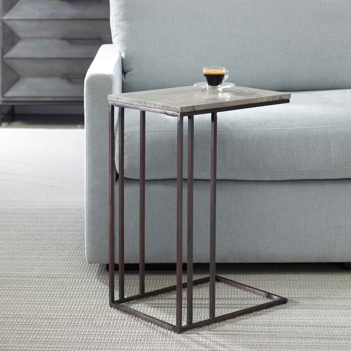   Travertine Pull-Up Accent Table | Oroa.com