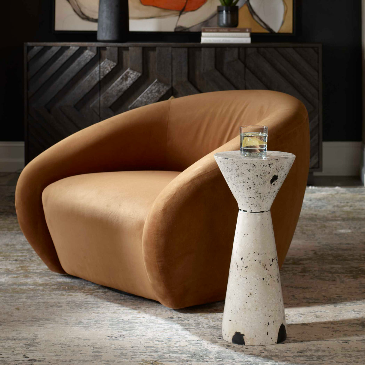   Limestone Hourglass Indoor/Outdoor Drink Table | Oroa.com