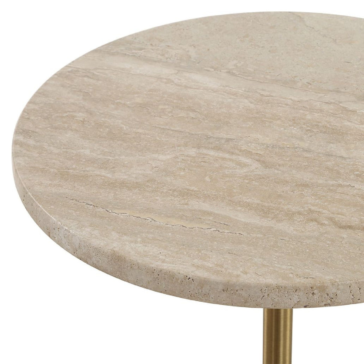   Travertine Round Accent Table | Oroa.com