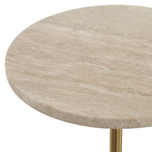   Travertine Round Accent Table | Oroa.com