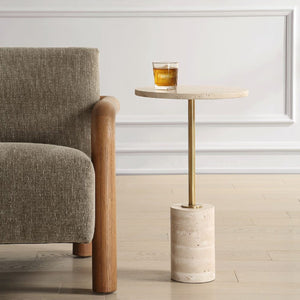   Travertine Round Accent Table | Oroa.com