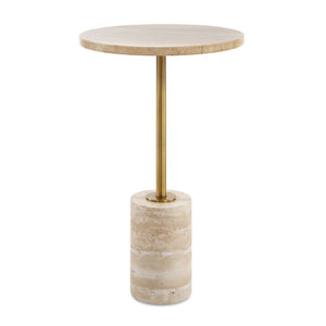   Travertine Round Accent Table | Oroa.com