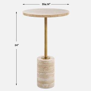   Travertine Round Accent Table | Oroa.com