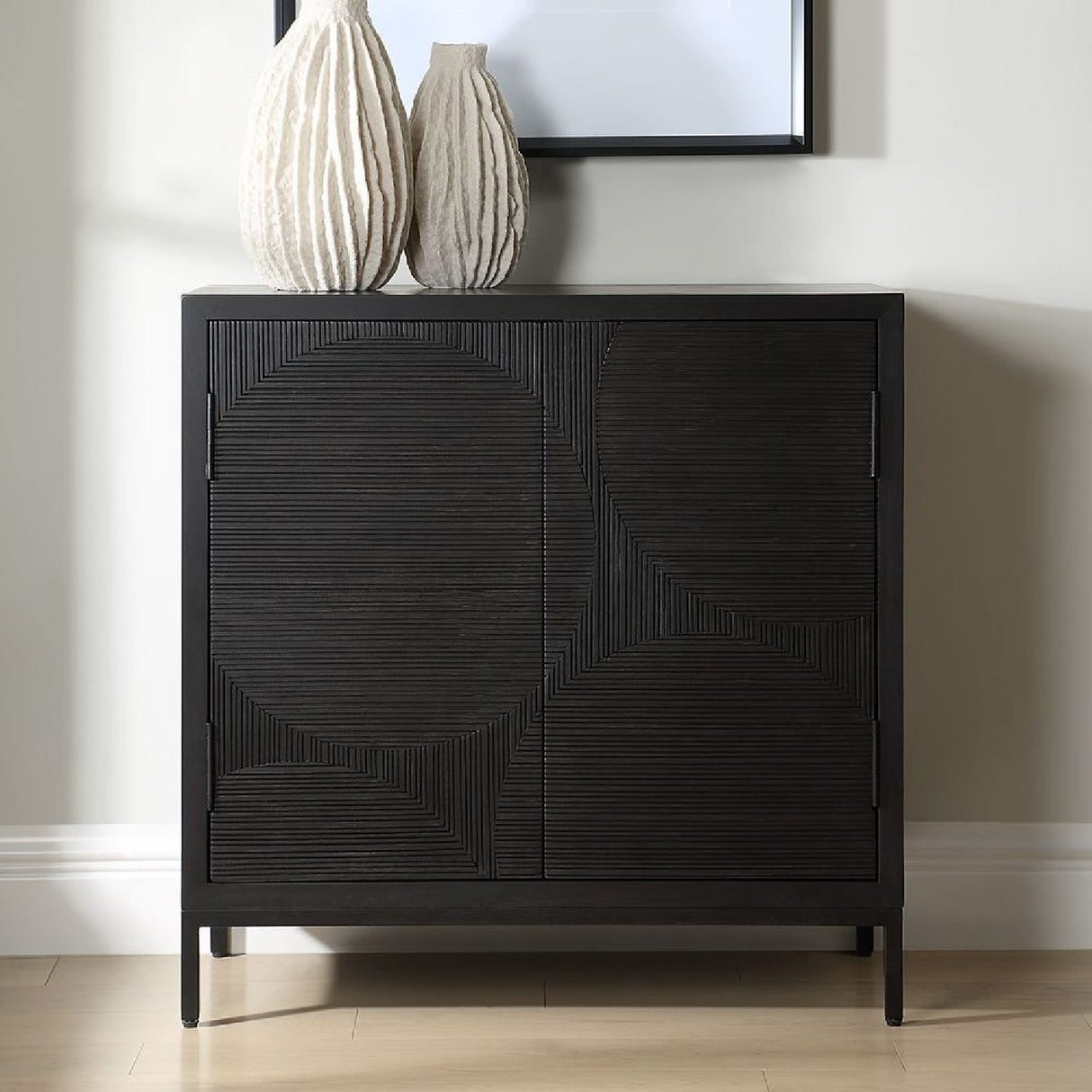   Black Circle Patterned 2-Door Cabinet | Oroa.com