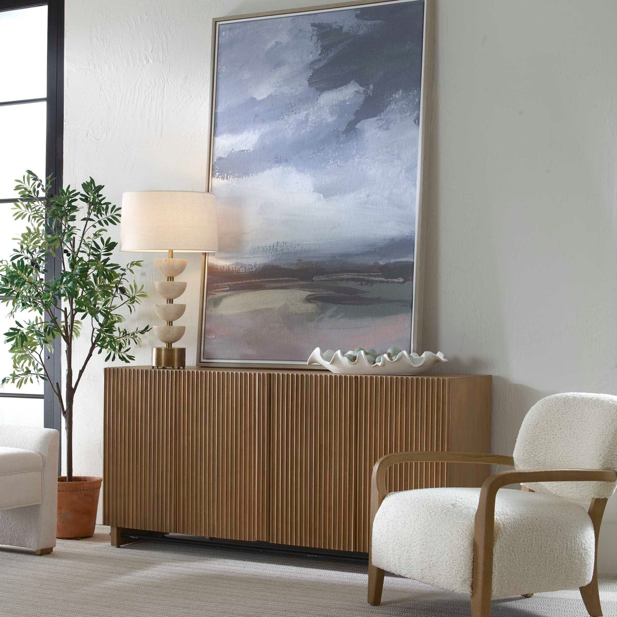   Fluted Wood 4-Door Cabinet | Oroa.com