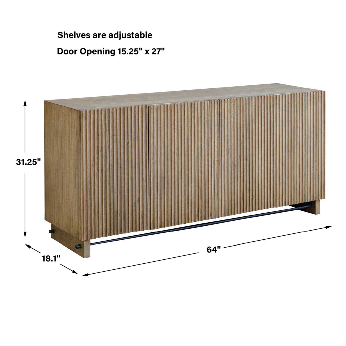   Fluted Wood 4-Door Cabinet | Oroa.com