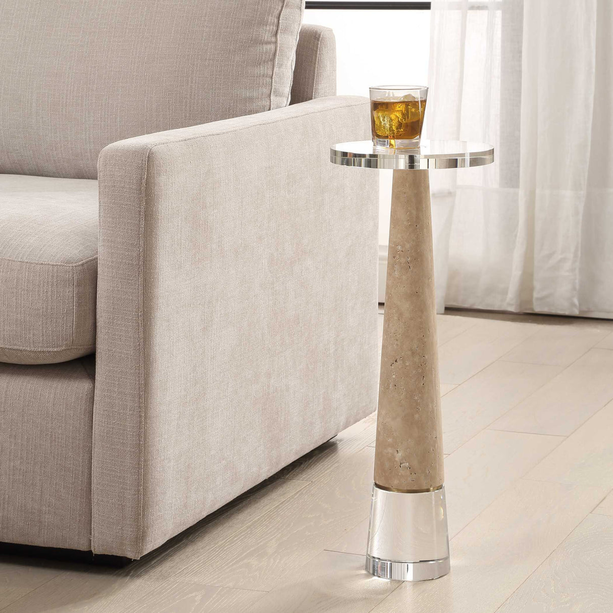   Conical Travertin Drink Table | Oroa.com