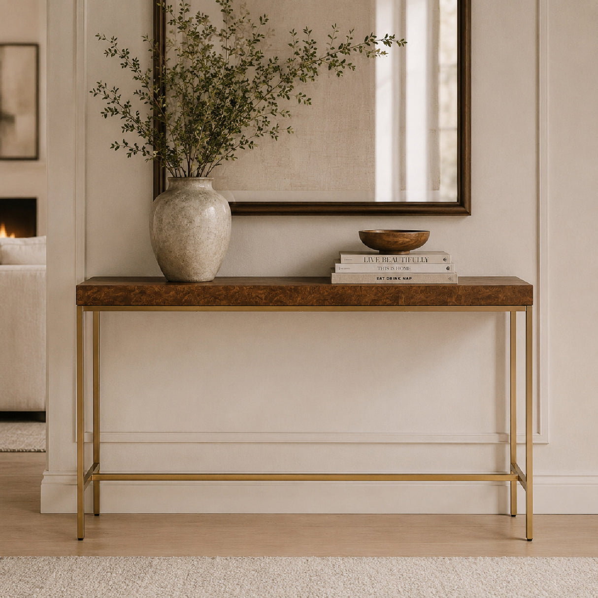   Burl Veneer Console Table | Oroa.com