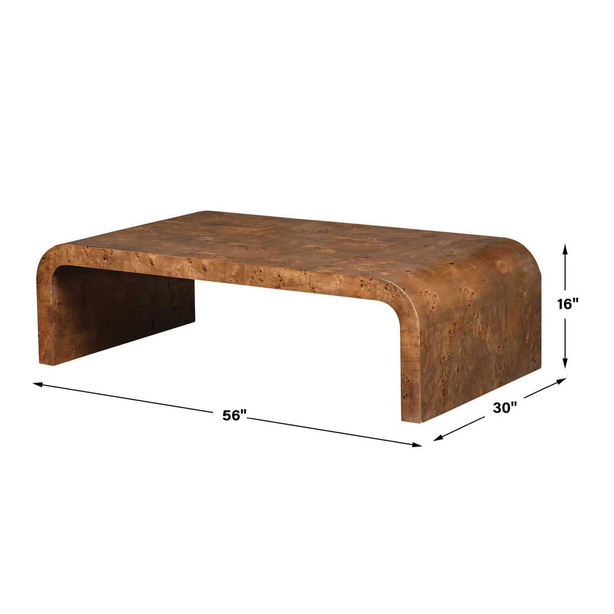   Burl Veneer Curved Coffee Table | Oroa.com