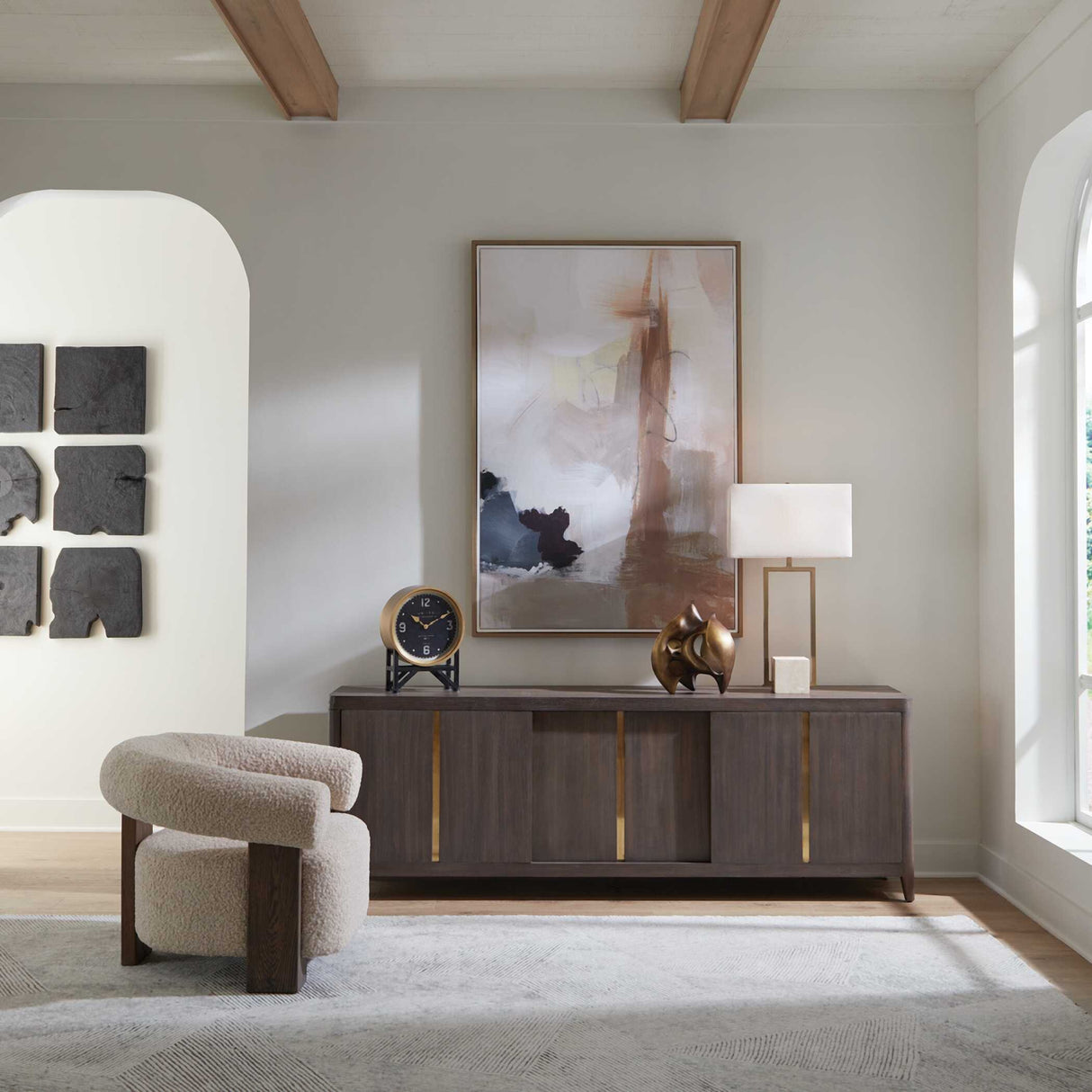   Walnut Sliding-Door Consile Cabinet | Oroa.com
