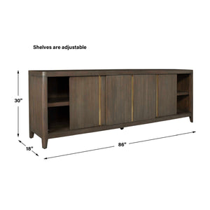   Walnut Sliding-Door Consile Cabinet | Oroa.com