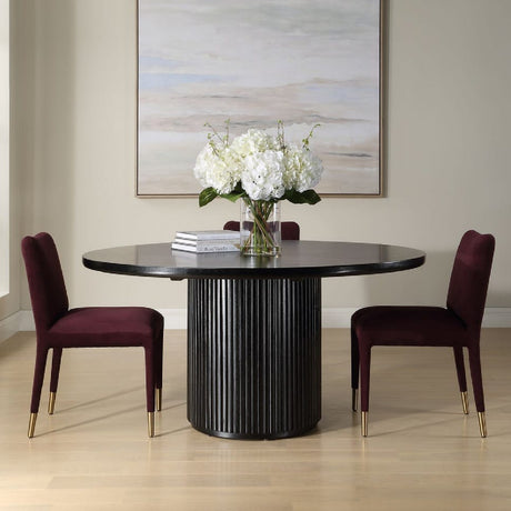   Round Black Oak Dining Table | Oroa.com