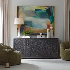   Black Chiseled 4-Door Cabinet | Oroa.com