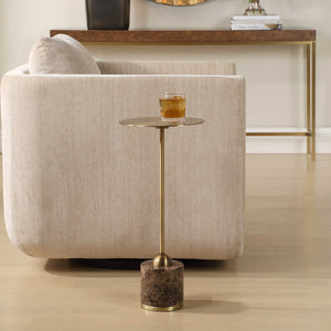   Brushed Brass Pedestal Drink Table | Oroa.com