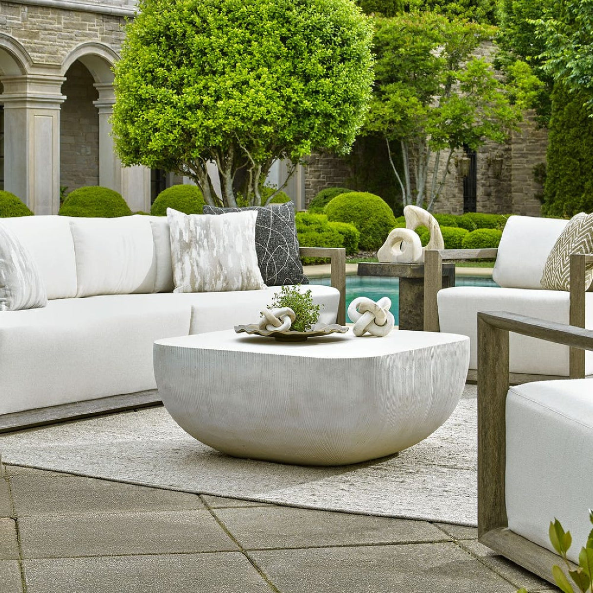   Limestone Finish Indoor/Outdoor Coffee Table | Oroa.com