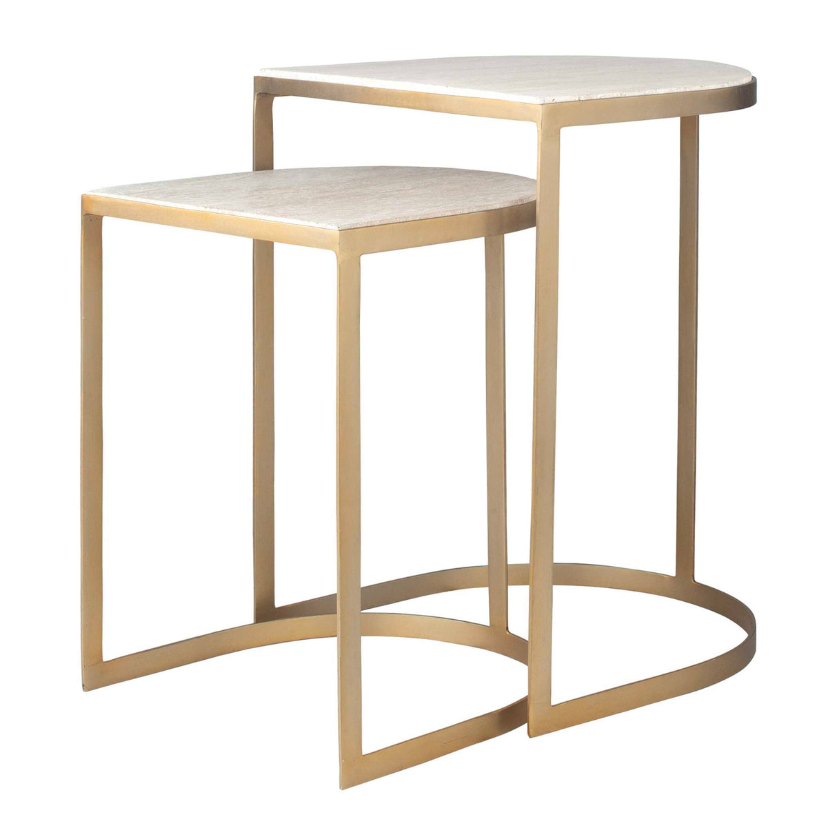   Gold Framed Travertine Nesting Table | Oroa.com