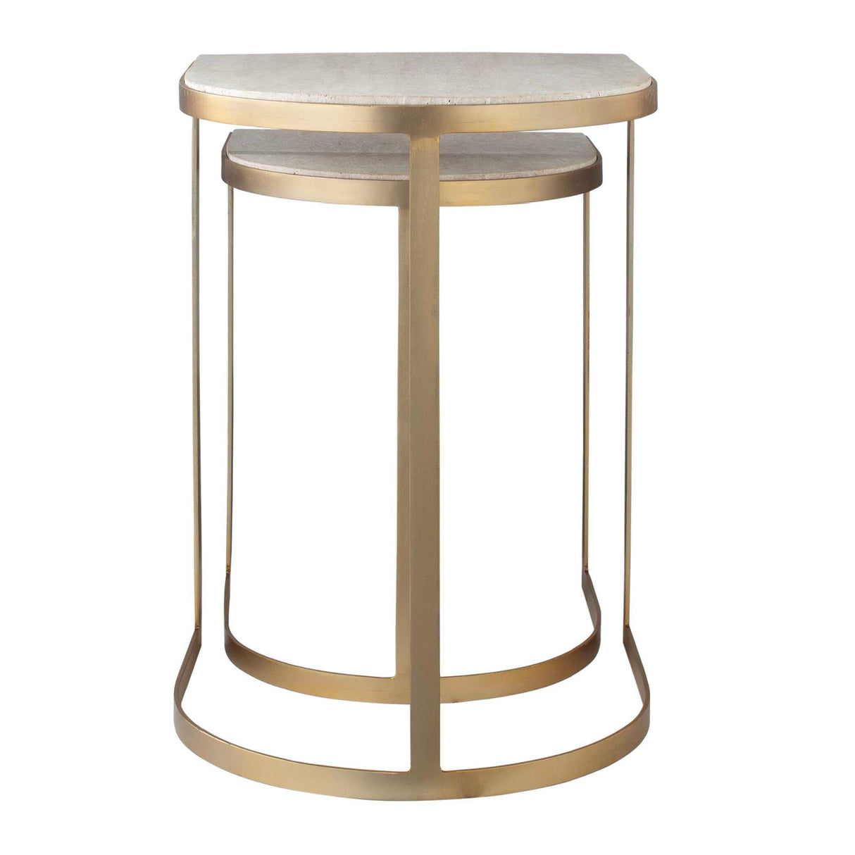   Gold Framed Travertine Nesting Table | Oroa.com