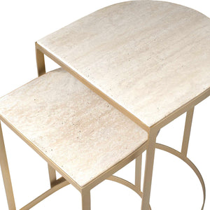   Gold Framed Travertine Nesting Table | Oroa.com
